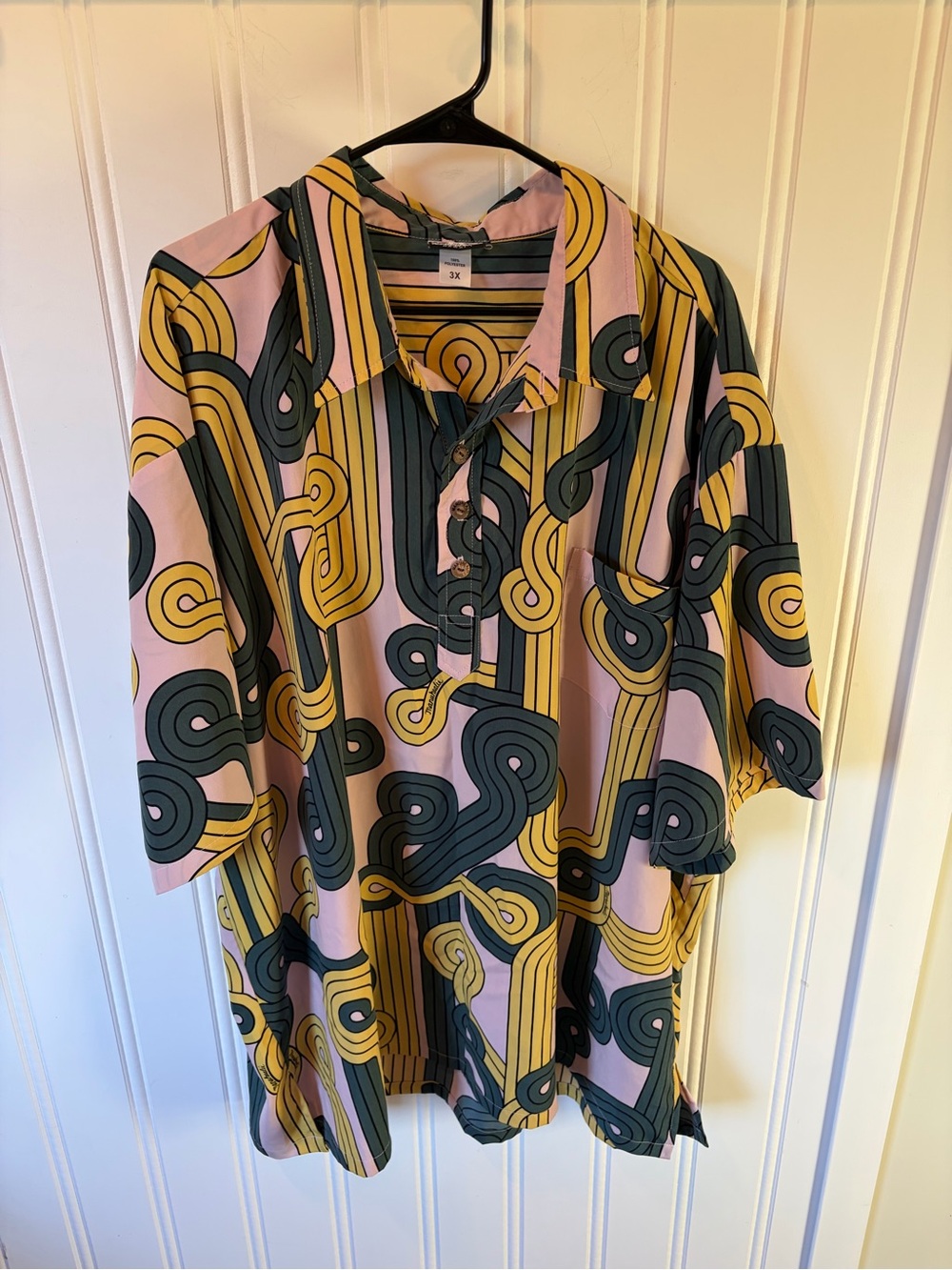Manuhealiʻi Men's 3XL Pullover Aloha Shirt - Geometric Abstract